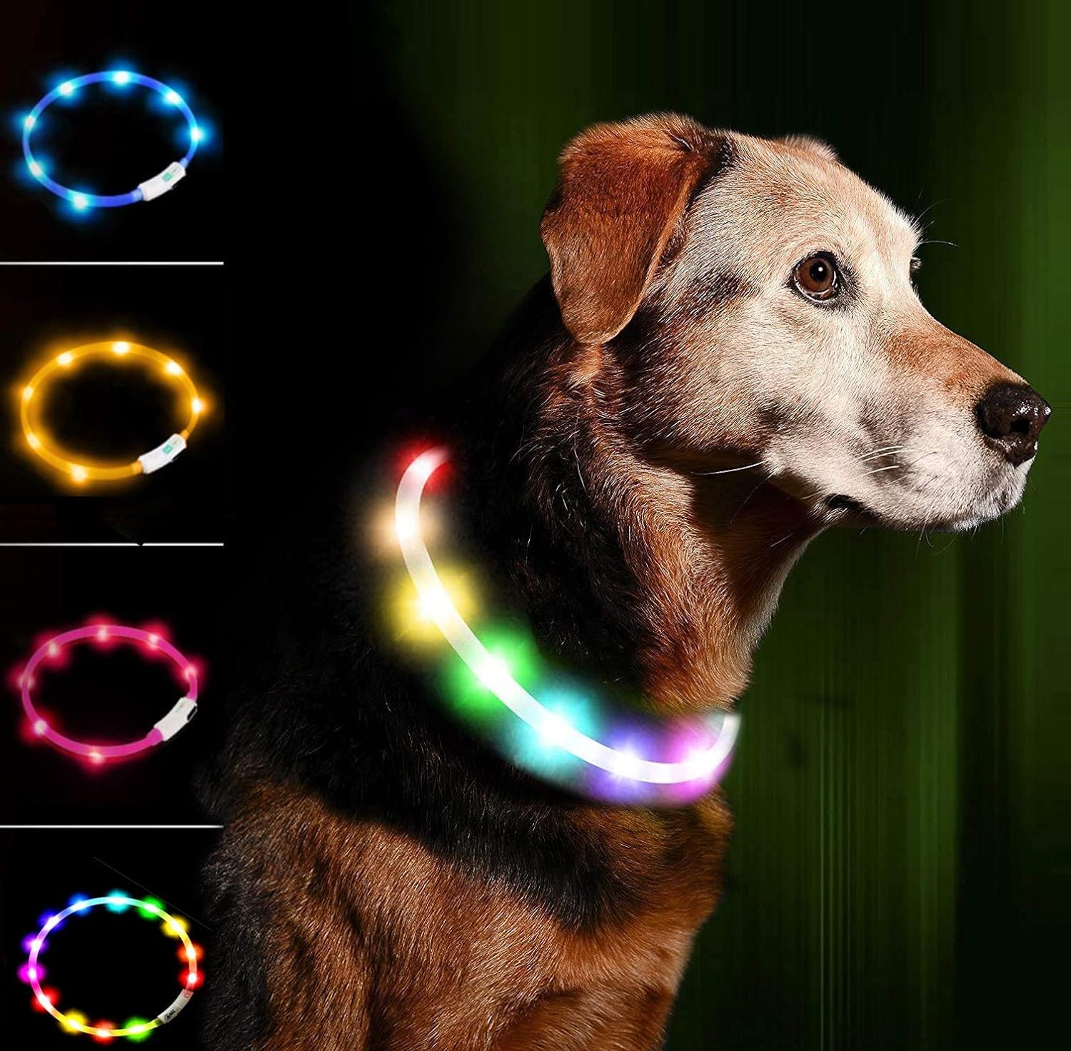 Amazon | 犬 LED光る首輪,交換可能なバッテリーで駆動 [500m先から目視